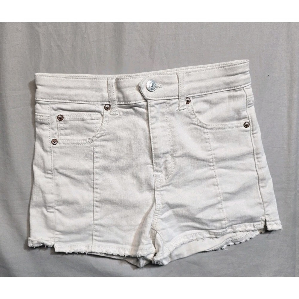 American Eagle Denim Shorts White 0 Super Hi-rise Shortie Super Stretch